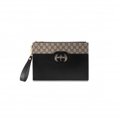 GUCCI CANVAS WITH LEATHER CLUTCH 723320 (30.5*21*1.5cm)